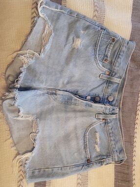 Levi's Light Wash Distressed Denim Cutoff Shorts